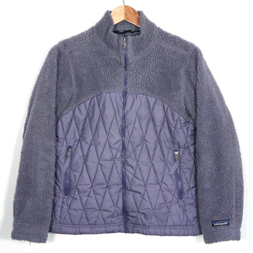 VTG Patagonia Women's Light Purple Sherpa Jacket Size M Fleece Puffer Quilted